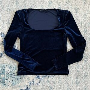 Navy Velvet Mango Women's Top